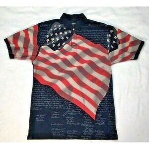Cotton traders sport mens American flag polo shirt Patriotic‎ 4th of July medium